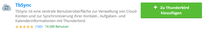 Thunderbird Add-on TbSync in den Suchergebnissen