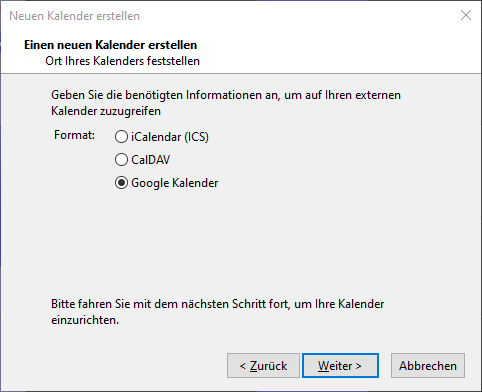 Thunderbird Google Kalender einfügen