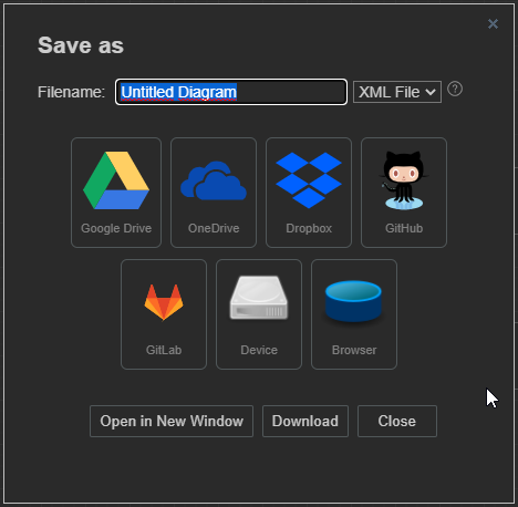 Speichern Dialog draw.io