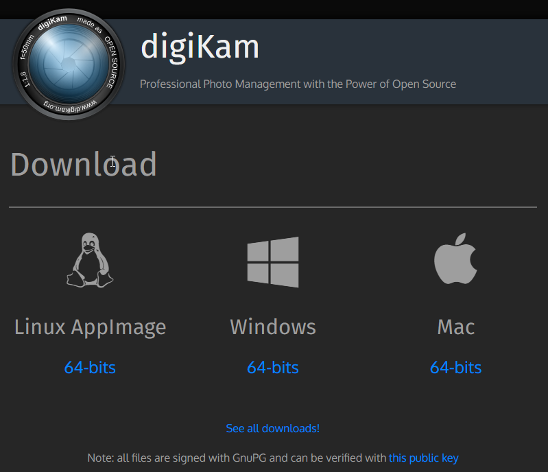 digiKam Download Seite