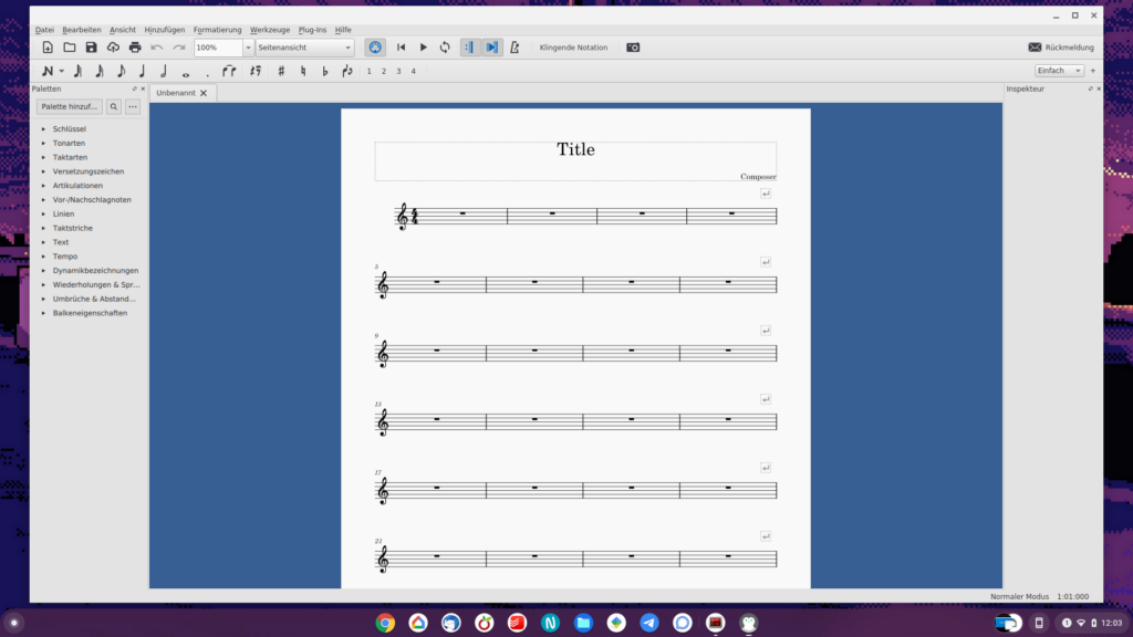 MuseScore Bildschirm