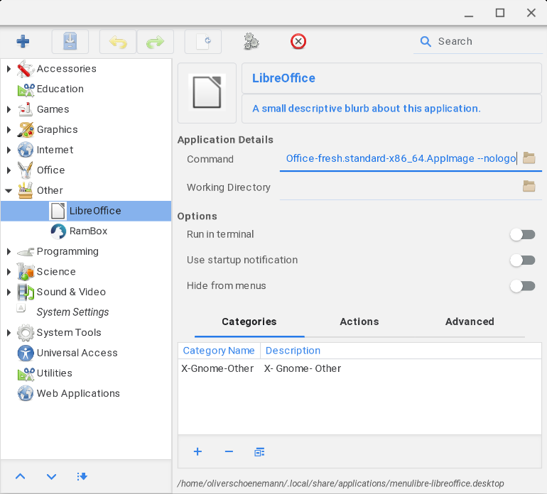 LibreOffice Eintrag mittels menulibre